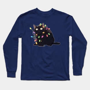 Christmas Cat in Christmas Lights Long Sleeve T-Shirt